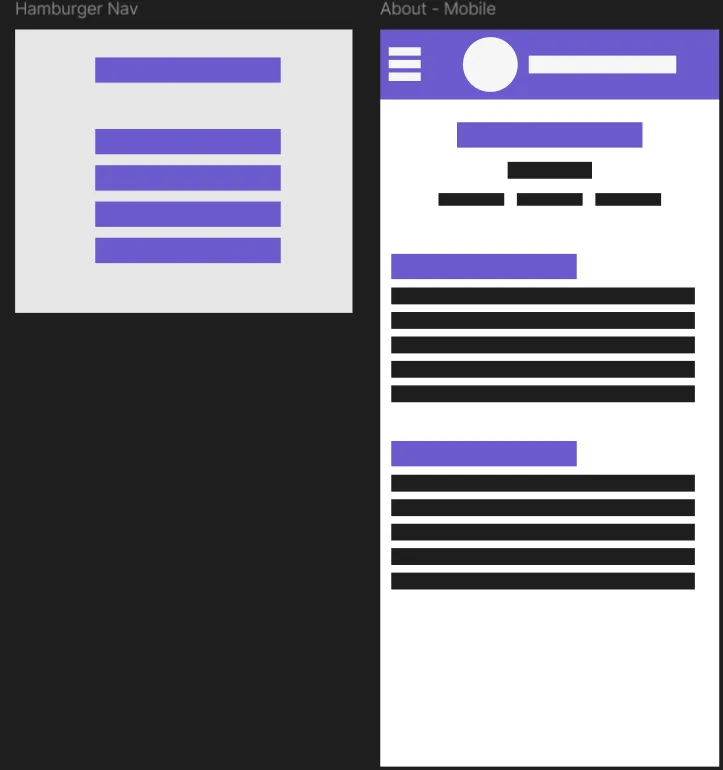 mockup for the about page on mobile