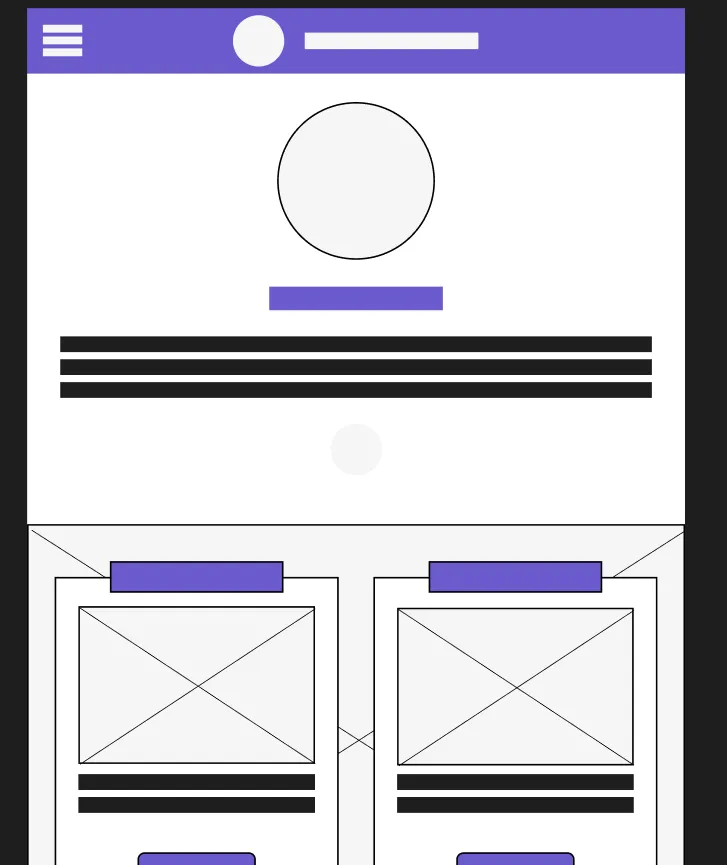 mockup for the home page on tablet